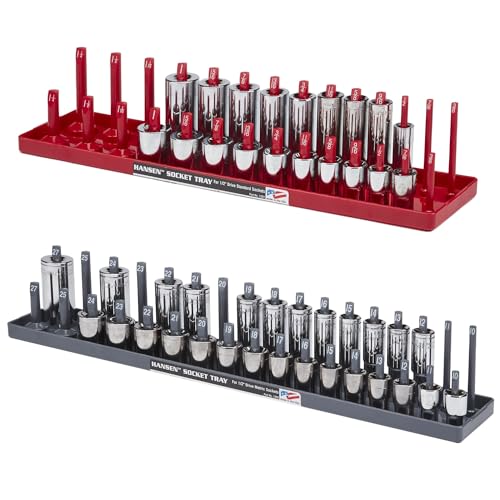 Hansen Socket Trays 9120-1/2in. Drive, 2-Pc. Set, Red & Grey