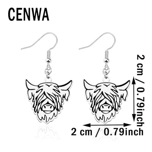 Image of CENWA Stainless Steel Highland Cow Earrings Highland Cow Jewelry Animal Jewellery Gift for Her (Highland Cow Earrings)