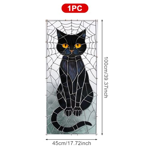Vinilo decorativo para ventana Halloween gato negro 17.7 x 39.3 pulg miniatura 3