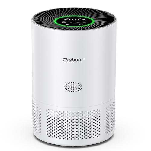 Purificatore d'aria anallergico, filtro dell'aria HEPA contro muffa, polvere e peli di animali 185 m³/h CADR fino a 0,3 µm per camera da letto fino a 40 m², indicatore di qualità dell'aria, modalità