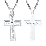 Supcare Stainless Steel Cross Necklace, Engravable Custom Bible Verse Cross Necklaces Lord's Prayer Jewellery, Cross Gifts for Men Women Image