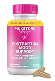 Pink Stork Postpartum Mood Support: Balance Hormones with Ashwagandha + Recovery with Prenatal Vitamins, Formulated for Breastfeeding, Women-Owned, 60 Capsules