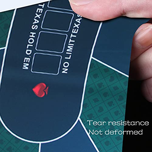 47” X 19” Poker Mat, Professional Portable Anti-Slip Rubber Texas Hold’em Poker Table Tops Layout With Carrying Bag 3Mm Thickness (47” X 19”, Dark Green) #TOP4