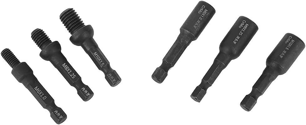 6PCS Hex Shank Socket Adapter 1/4 Inch Drill Bit Extension Double Headed Internal External Socket Bit for Electric Drills Socket Nut Tool