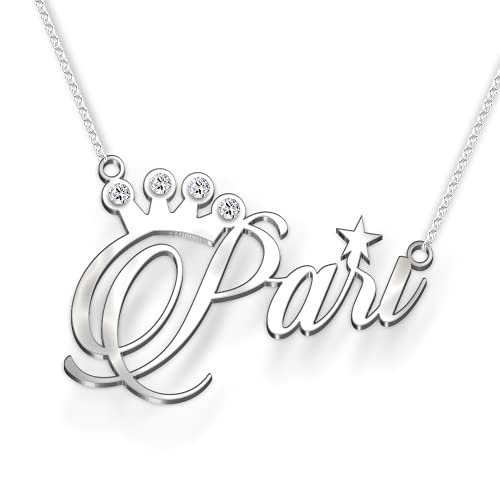 Image of Pari Cursive Gold & Silver Name Pendant Necklace, Best Jewelry Gift for Girls.