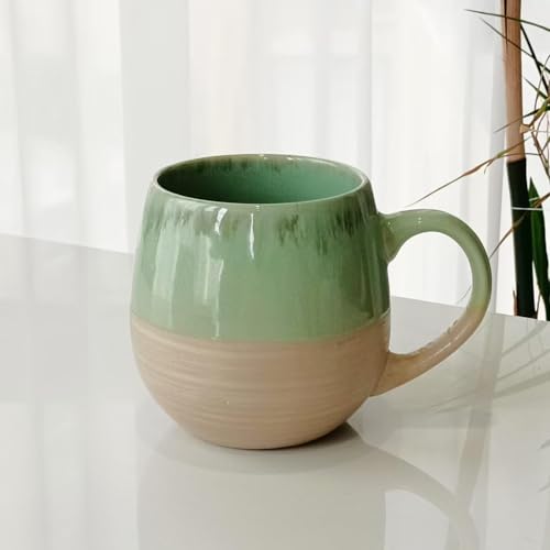 Xfeyaqlo Taza Ceramica 650ml Precioso Vintage Taza Doble Capa Color Clash Kiln (Verde)