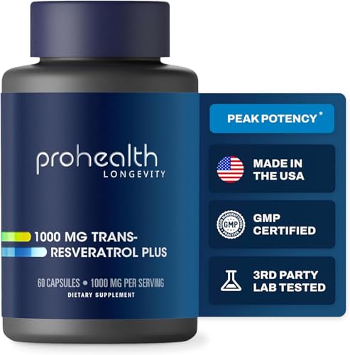 ProHealth Trans-Resveratrol 1000-60 Capsules Supports Healthy Ageing Brain Health Cardiovascular and Joint