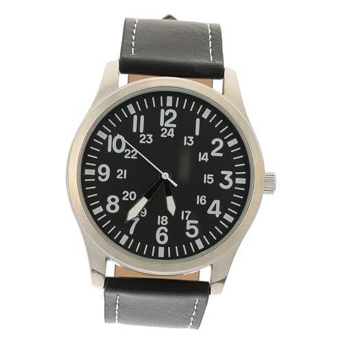FRCOLOR Reloj para Hombre Resistente al con Esfera Diseño y Correa Negra de Piel Accesorio de Negocios Casual Multifuncional para Estudiantes y Profesionales