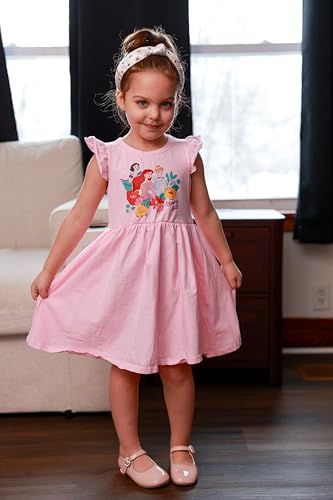 Image of Disney Frozen Elsa Princess Minnie Mouse Stitch Toddler Girl Dresses 2 Pack Short Ruffle Sleeve Costume Set Outfit 2-13 Years
