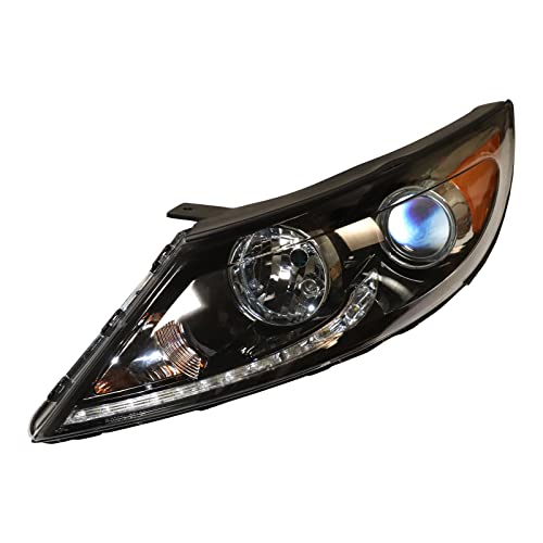 Headlamp Halogen Headlight Assembly For 2013 2014 2015 2016 KIA Sportage, Left Driver Side Headlight Front Head Lamp Replacemnt w/LED DRL Clear Lens Chrome Housing (Left Driver Side Headlight)