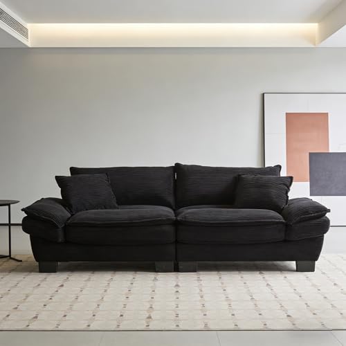 Mdhitsox 84" Corduroy Couch with 23" Deep Seat, Loveseat Couch