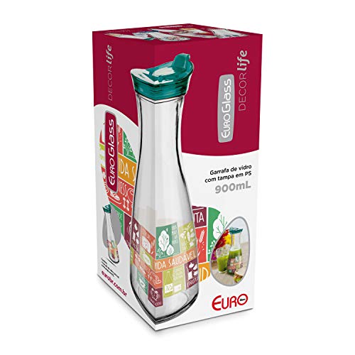 Garrafa de Vidro 900 ml Saúde, Euro, CVB7960, Multicolorido, Euro Home