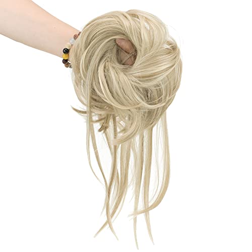 IMISSU 2PCS Messy Hair Bun Piece Updo Long Scrunchies Wrap Ponytail Extension Wavy Hairpieces Chignon Headband (2PCS Dirty Blonde) - Image 3