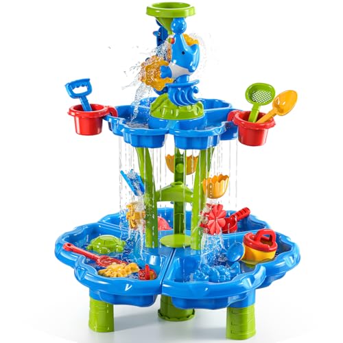 JUKUDAHU Kinder-Blumen-Wassertisch für Kinder 3-8 Jahre – Sensorisches Aktivitätsspielset, Sommer-Spielzeug, Outdoor-Sand- und Wassertisch, Sensorische Spielzeuge für Jungen und Mädchen 3-8 Jahre