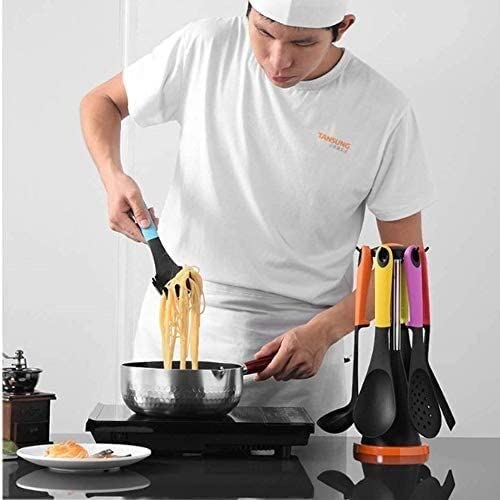 Küchenhelfer Set Silikon-Kochutensilien-Set mit Halter-Küchenutensilien Antihaft-Pfanne Hitzebeständiges Nylon-Silikon-Backset Hygienisch