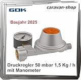 Druckminderer für Caravan Wohnmobil Wohnwagen 50 mbar mit Manometer bj. 2025 Gas