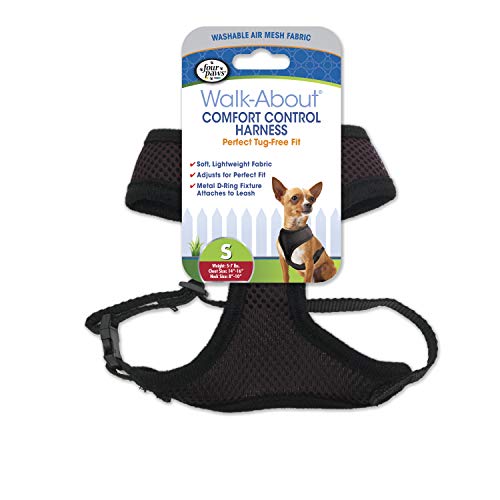 Image of Four Paws Walk-About Comfort Control No-Pull Harness for Dogs, Adjustable Soft Padded Breathable Air Mesh Dog Vest for Walking, Black, Small