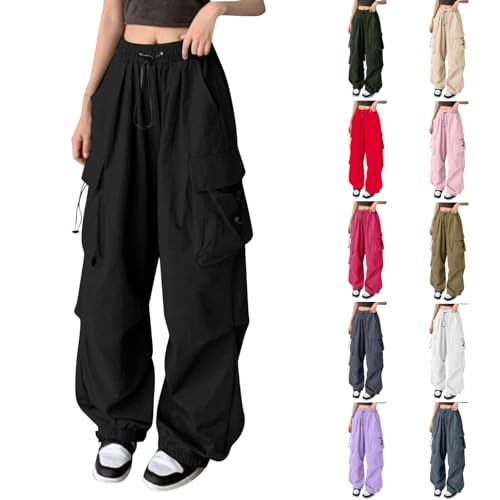 Cargo Pants for Women High Waist Baggy Casual Parachute Trousers Loose Fit Y2K Streetwear with Multi Pockets