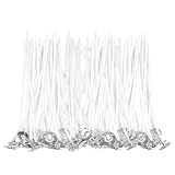 shallyong 100 Stück Kerzendochte 10 cm, Baumwoll Dochte mit Metallfuß, für DIY Kerzenherstellung, Rauchfrei, Geeignet für Sojawachs, Bienenwachs und Paraffin (C)