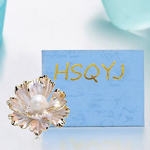 Image of Crystal Pearl Flower Brooches Pins Fashion Beautiful Created Rhinestone Floral Brooch Good Idea for Party Dance Wedding Banquet for Elegant Women Girl