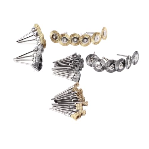 44 Pcs Wire Brush Set Brass Steel Wire Pen Cup T Shape Brush Set for Polishing Deburring