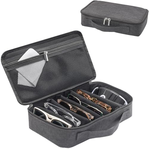 [Lolalet] サングラスケース 4本収納可能 眼鏡・サングラス収納バッグ 旅行用キャリングポーチ 調整可能な仕切り