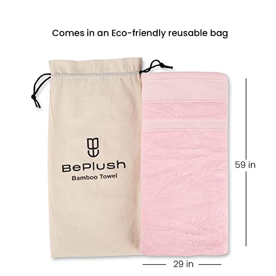 Image of Zero Twist Bamboo Towels for Bath Large Size | Ultra Soft, Highly Absorbent,Quick Dry, Anti Bacterial Bamboo Bath Towel for Men & Women || 450 GSM, 29 x 59 Inches (2, Pink & Grey)