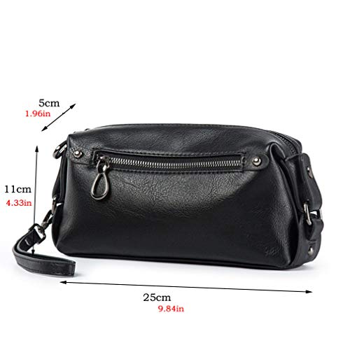 Hebetag PU Leather Soft Clutch Purse Long Wallet for Men Wristlet Organizer Pack Phone Wrist Bag Travel Business Handbag Black
