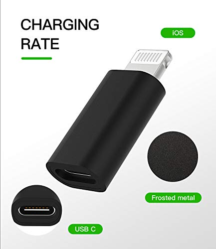 Pacote com 3, adaptador USB-C fêmea para Lightning macho, adaptador Lightning para USB C, cabo adapt