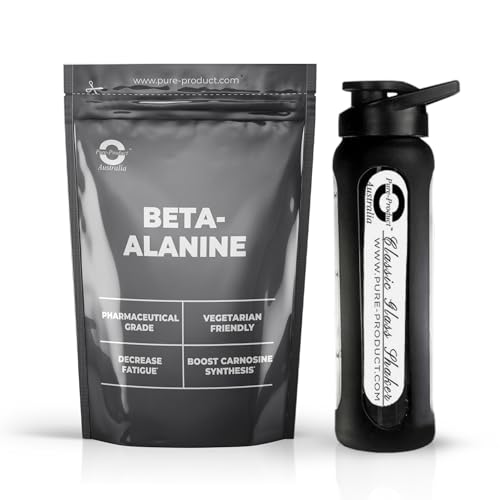Pure Product Australia ? Pharmaceutical Grade Beta Alanine Powder (1kg) + Glass Shaker ? Unflavored Pre-Workout Amino Acid