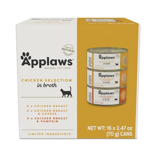 Image of Applaws Chicken Variety in Broth Wet Cat Food 3-Flavor 16-Pack 2.47 oz Cans | 100% Natural, High Quality Ingredients, High Protein, No Artificial Additives, Limited Ingredients
