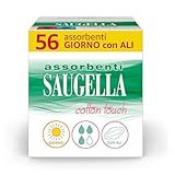 Saugella Assorbenti Cotton Touch Giorno, 56 Assorbenti Cotone Giorno con Ali, Azione Antibatterica, Antiodore e Lenitiva