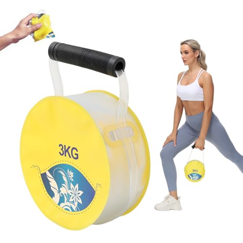 DEIRIS 水ダンベル - ソフトダンベル、3kg 水満たしのウェイト:ポータブルなトラベルダンベル、筋力トレーニング用、無臭素材、滑り止め、床に優しい、静音:屋内の自宅ジム用エクササイズに最適、初心者から上級者までの女性に適しています