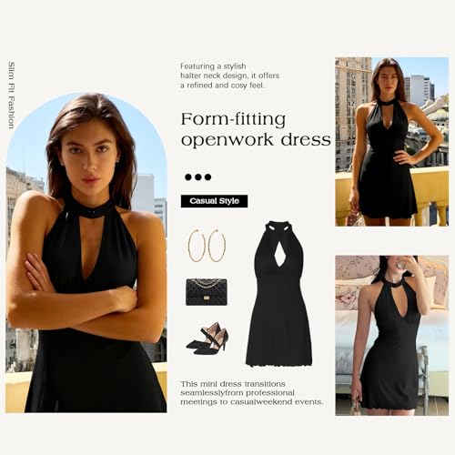 Robe chic décontractée halter col dos nu, la pièce raffinée de l'été