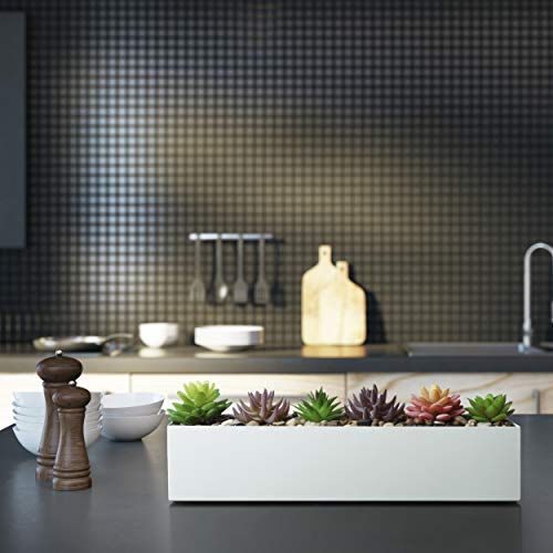 DR&Co Modern White Rectangle Planter Box 16" Metal Planter Perfect as