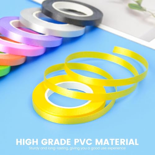 Image of 6 Rolls Curling Ribbon Set - 10m Each Roll, 0.5cm Wide | Assorted Fresh Colors | Metallic Balloon String for Gift Wrapping, Crafts, Florist, Wedding & Party Decoration | Polypropylene Material