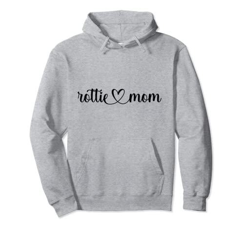 Dog Love Heart Rottie Mom Pullover Hoodie, Grey, S