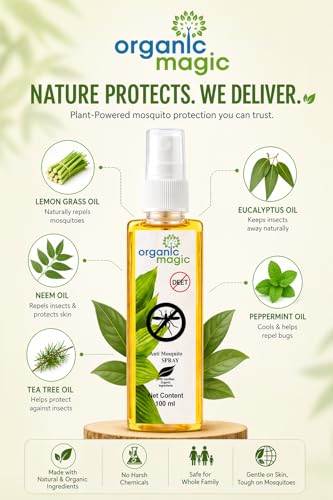 Image of Anti Mosquito Spray 100ml | Natural Herbal Mosquito Repellent | DEET-Free, Safe for Kids & Adults | Indoor & Outdoor Protection | Citronella, Neem & Lemongrass Oil