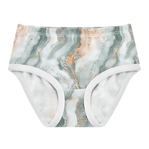 ZZKKO Marble Texture Green Gold Girls Underwear Toddler Panties for Girls Comfort Brief Size 2-8T
