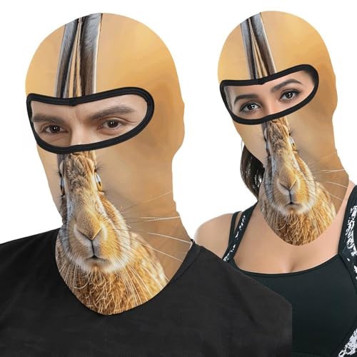 Pasamontaña térmico para hombre y mujer con estampado de liebre marrón, máscara facial para esquí, motocicleta y clima frío miniatura 1