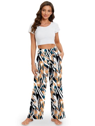 Image of Gracyoga Wide Leg Yoga Pants for Women Casual Loose Cozy Sweatpants High Waisted Lounge Pajama Flowy Pants With Pockets