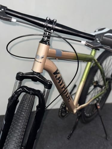Image of Single Speed 26T Mountain Bicycle for Adults (18 Inch Steel Frame, Dual Disc Brakes, Alloy Rims, 26x2.40 Wide Tyres, Front Suspension, Mudguards & Side Stand, Unisex City & Trail MTB, Golden)