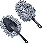 Ajxn 2PCS Super Soft Microfiber Car Dash Duster Brush for Car Cleaning Home Kitchen Computer Cleaning Brush Dusting Tool(Grey)