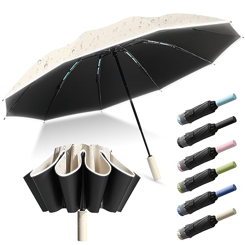 Paraguas Automático Con 20 Varillas,AEGTVA Sombrillas para Uv sol y lluvia,Paraguas Grande de Plegado Invertido Con...