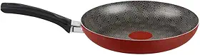 Frigideira Rochedo Facilita Vermelho 24cm com Antiaderente Resist - Limpa Fácil e Dura Mais, reforçado com partículas minerais, Thermo-Sinal e Cabos Reforçados