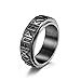 BCughia Bague Homme Qui Tourne, Alliance Acier Noir Bague Rotatif Écriture Viking Engagement Promettre Homme Taille 64
