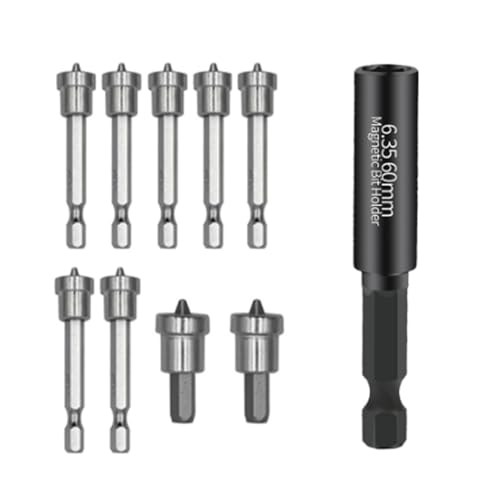 VZU 10PCS Drywall Screw Depth Setter, Plasterboard Hex Shank Positioning Bit Batch Head, Magnetic Connecting Rod for Plasterboard Locating