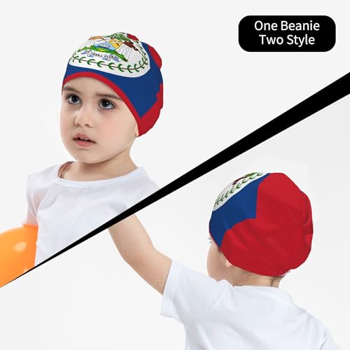 Flag of Belize Children Hip Hop Knitted Hat Kids Elastic Leisure Knit Cap Warm Sleep Beanies Black4