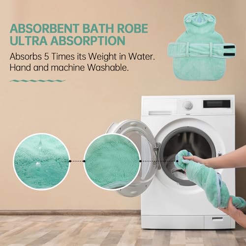 OUOBOB Hunde Bademantel Trockenmantel für kleine Hunde - Mikrofaser Hundekleidung mit Kapuze & verstellbaren Gurt, XS (Grün) - Für Chihuahua, Dackel, Yorkie.