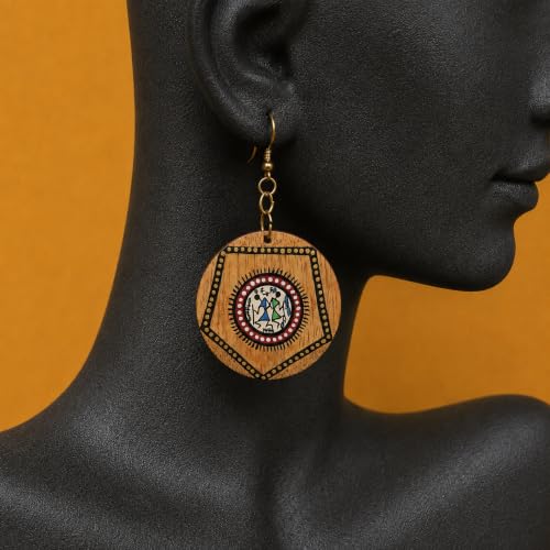 Image of Handcrafted Artistic & Tribal Earrings Collection for Women - Bohemian, Floral, Wooden & Ethnic Statement and Stud Designs